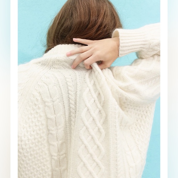 Demylee J.Crew balloon sleeve cable knit wool mohair mix sweater cult favorite S - Picture 11 of 16